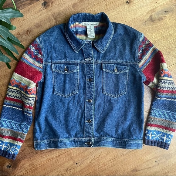 David Brooks Vintage Denim and Southwestern Sweater Jacket - Picture 5 of 12